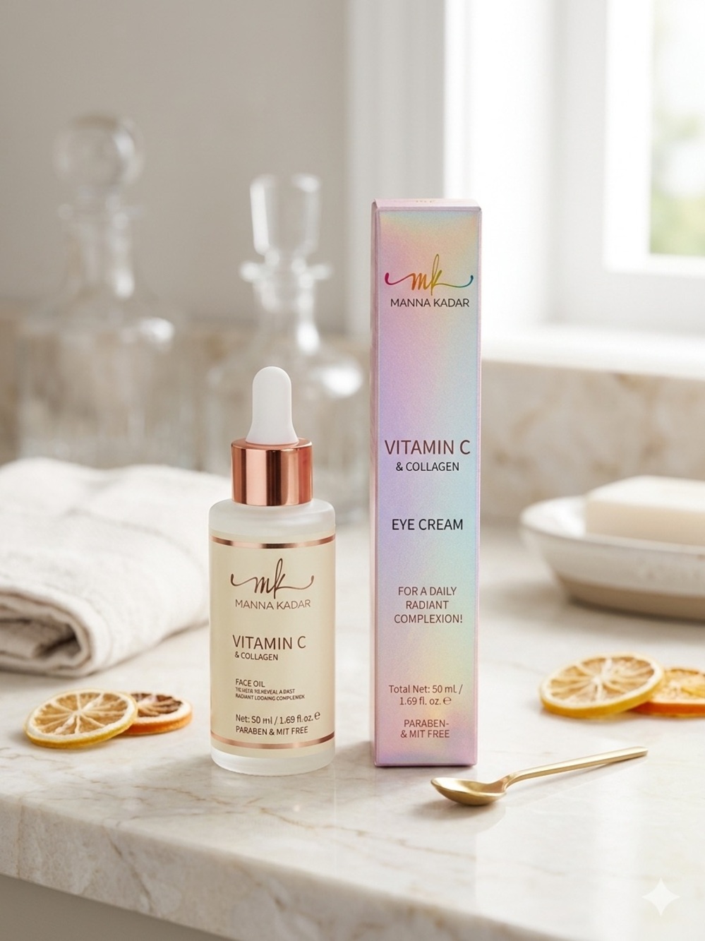 Manna Kadar Vitamin C + Collagen Skincare Set - Face Oil & Eye Cream